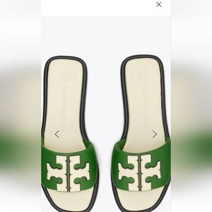 Tory Burch Green and Cream Women's Slides
